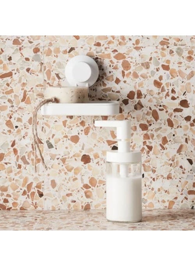 أيكيا زجاجة صابون يد صغيرة الحجم بمضخة سعة 200 مل - موزع قابل لإعادة التعبئة مانع للتسرب للوشن والشامبو وسائل غسيل الأطباق، تصميم أبيض بسيط - Image 2